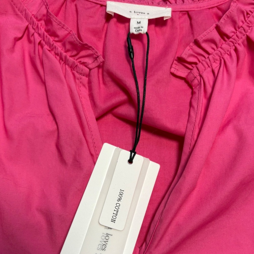 A Loves A Pink NWT Cotton Tiered Ruffle Dress Fuschia R3185CPK2 Womens M - Picture 8 of 8